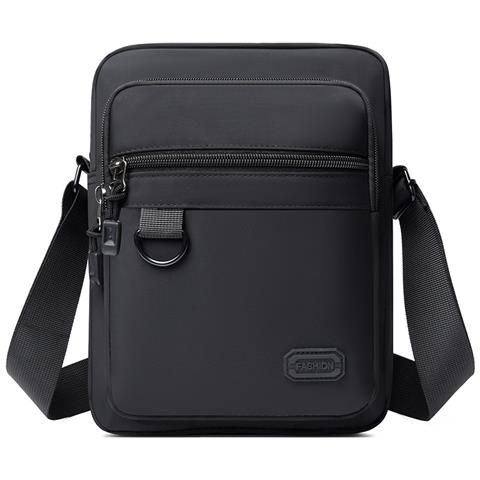 Elegante Borsa A Tracolla Verticale In Tessuto Oxford Per Uomo Black - Foto 1
