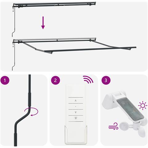 Tendone automatico retrattile  Grigio Chiaro 350x250 cm, Tessuto di ricambio per tendone  per telaio 3,5x2,5 m Grigio Chiaro - Foto 9