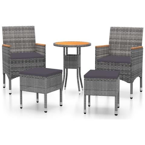 Set Divani da Giardino 5 pz in Polyrattan Grigio - Foto 1