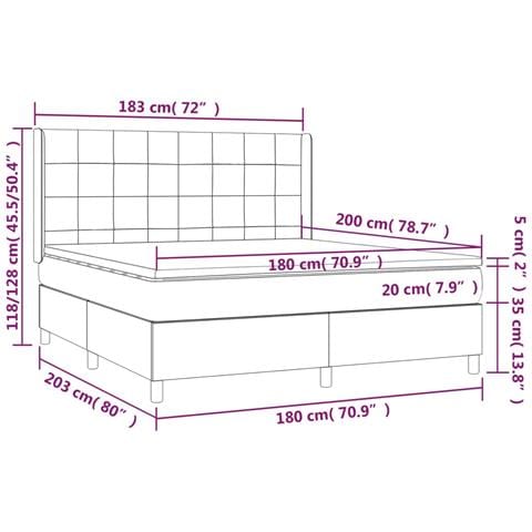 Letto a Molle con Materasso e LED Blu Scuro 180x200 cm - Foto 8