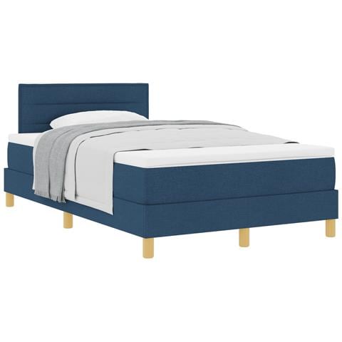 Letto con Rete a Molle e Materasso Blu 120x200 cm Tessuto - Foto 1