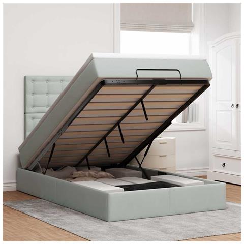 Struttura Letto Pouf con Materassi 120x200 cm Velluto - Foto 2