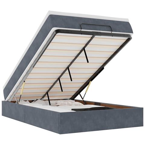 Struttura Letto Pouf con Materasso 120x200 cm Velluto - Foto 1