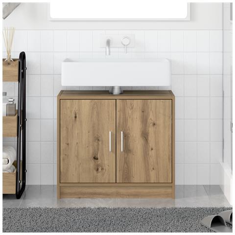 Mobile lavabo Rovere artigianale 63x29x55 cm Legno ingegnerizzato - Foto 2