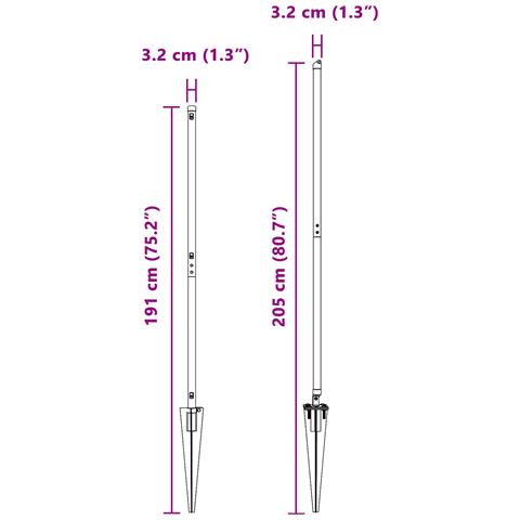 Paletti per recinzione con punta 7 pezzi Ø32 mm 160 cm Acciaio zincato - Foto 9