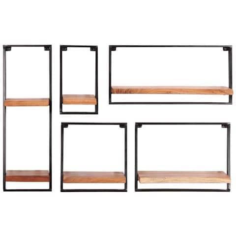 Mensole da Parete 5 pz in Legno Massello di Acacia - Foto 2