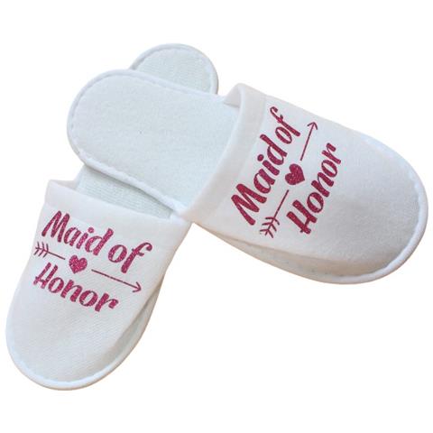 Pantofole Bianche ""maid Of Honor"" Per Feste Di Addio Al Nubilato E Spa Red - Foto 4