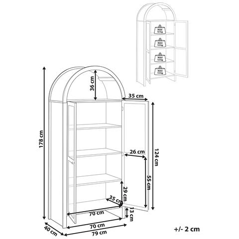 Vetrina In Vetro Glenwood 79 Cm Marrone Chiaro - Foto 7
