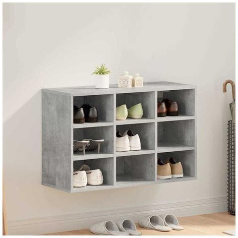 Scarpiera Grigio cemento 77.5 x 30 x 51 cm Legno multistrato - Foto 2