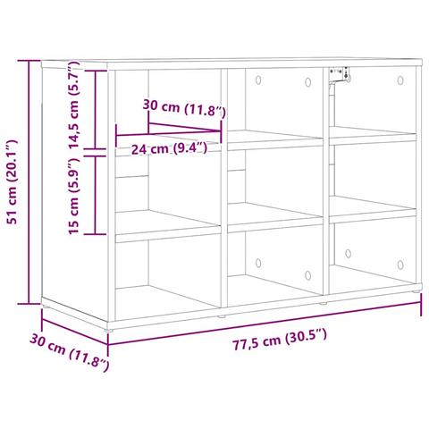 Scarpiera Grigio cemento 77.5 x 30 x 51 cm Legno multistrato - Foto 9