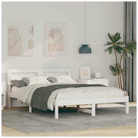Struttura del letto Bianco 120 x 200 cm Legno di pino massello - Foto 2