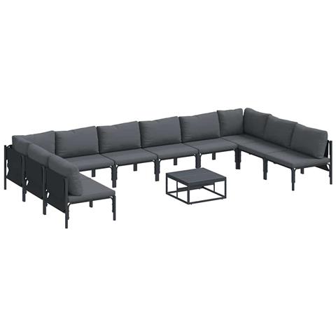 Set Divano da Giardino 11 pcs Antracite Acciaio - Foto 1