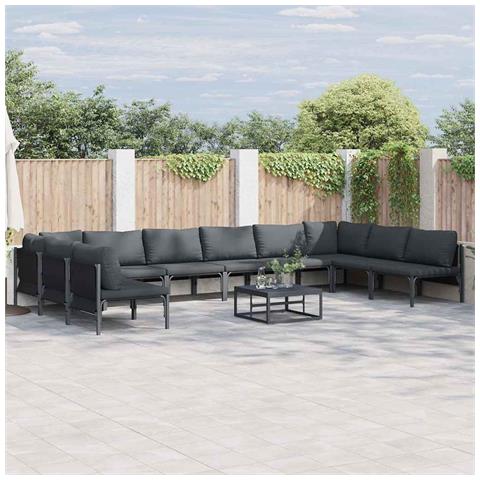 Set Divano da Giardino 11 pcs Antracite Acciaio - Foto 2