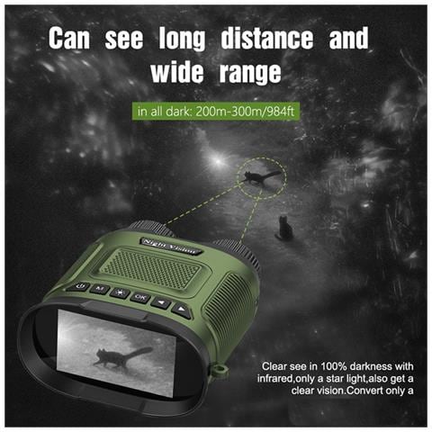 Binocolo Portatile A rarossi Hd Per Visione Notturna Con Zoom Digitale 8x Per Attività All'aperto Green - Foto 6