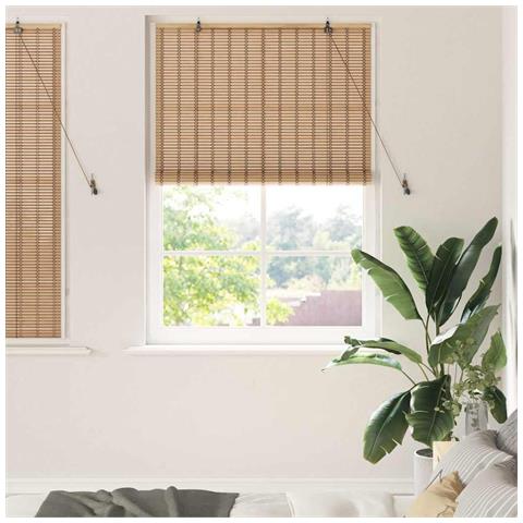 Tenda a rullo con tende Marrone Chiaro 110 x 160 cm Bambù - Foto 2