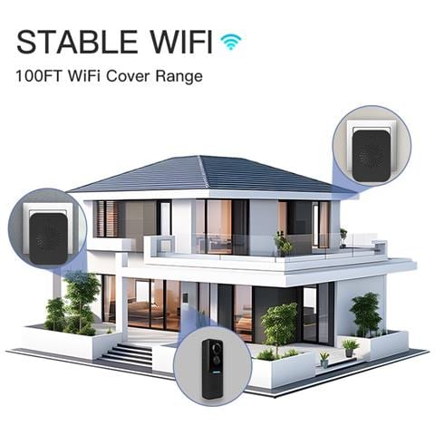 Videocitofono Wireless Nero Con Rilevamento Del Movimento, Audio Bidirezionale E Visione Notturna - Foto 7