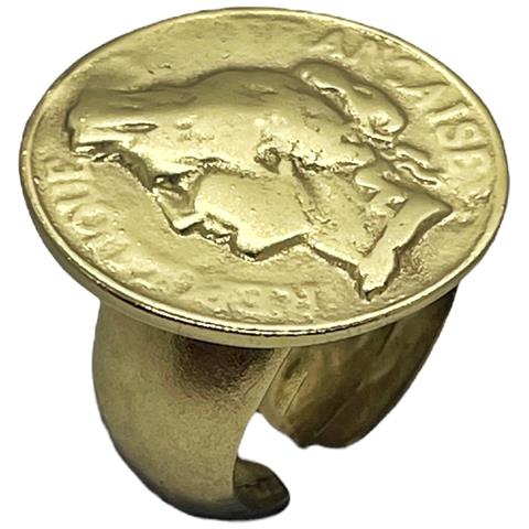 Anello A Forma Di Moneta In Zama Placcato Oro. Misura 16 - Foto 1