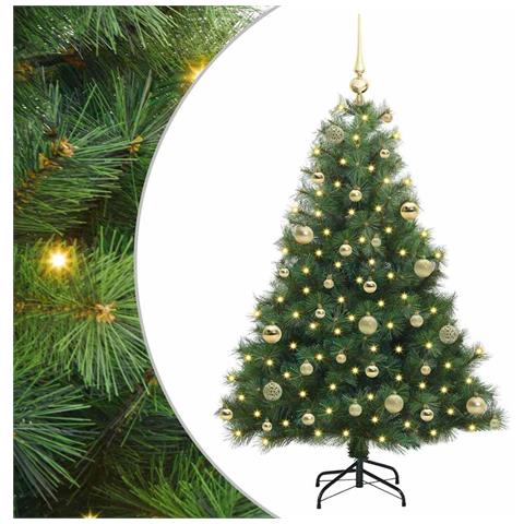 Albero di Natale artificiale con 150 LED Verde 120 cm PE e PVC - Foto 1