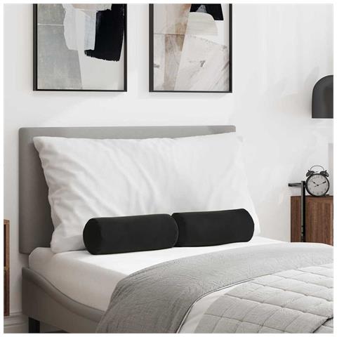 Cuscini a rullo 2 pcs Nero Ø 15 x 40 cm Tessuto in Cords - Foto 2