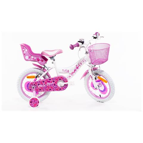 Sch Pink Love 14'' - Bicicletta Per Bambine (4-6 Anni), Ruote 14'', Telaio Acciaio, Con Accessori - Colore Bianco - Foto 1