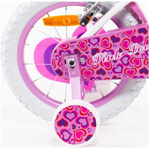 Sch Pink Love 14'' - Bicicletta Per Bambine (4-6 Anni), Ruote 14'', Telaio Acciaio, Con Accessori - Colore Bianco - Foto 5