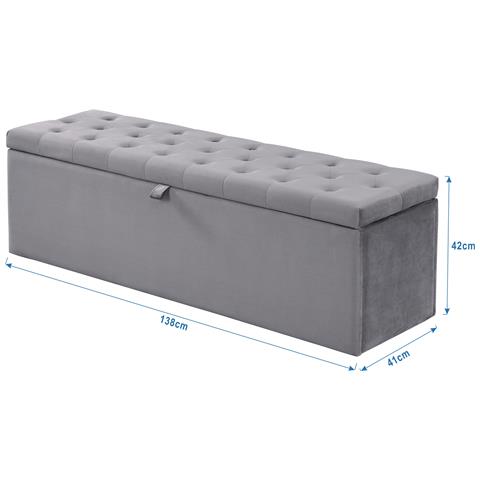 Panca In Velluto Con Ampio Spazio Di Archiviazione - Foto 3