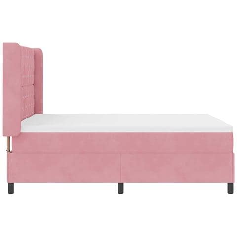 Letto a molle con testiera Rosa 140 x 190 cm Velluto - Foto 9