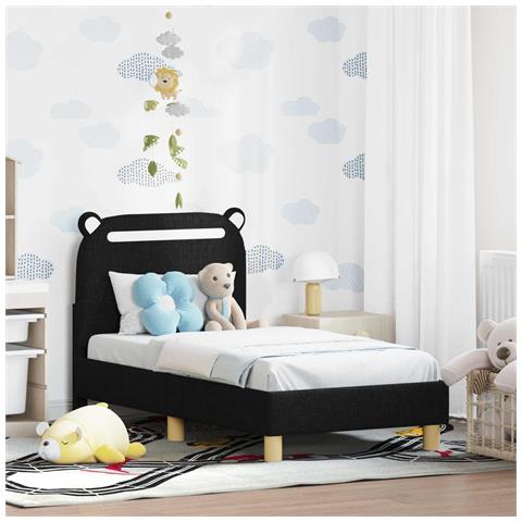 Struttura letto per bambini con testata Nero 70 x 140 cm - Foto 2