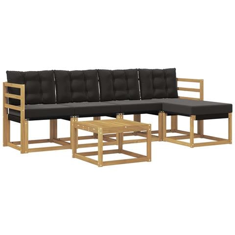 Set di divani da esterno con cuscino 6 pcs Bianco e Nero - Foto 1