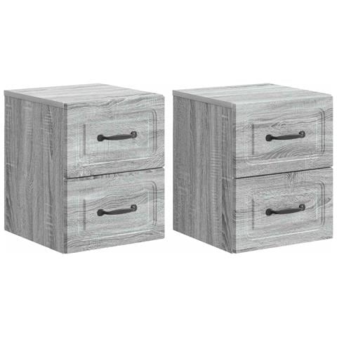 Mobiletto da notte a muro 2 pcs Grigio Sonoma 34,5 x 33 x 40 cm - Foto 1