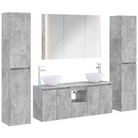 Set di mobili per il bagno 6 pcs Grigio Cemento - Foto 1