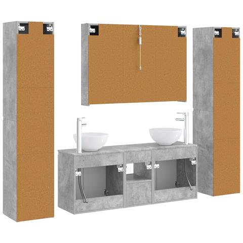 Set di mobili per il bagno 6 pcs Grigio Cemento - Foto 9