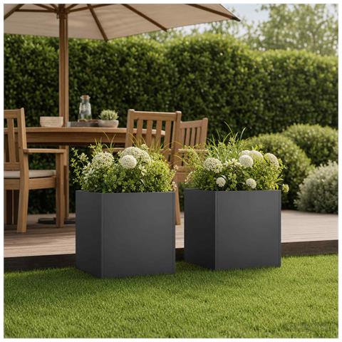 Vaso da giardino 2 pz Nero 45 x 45 x 45 cm - Foto 2