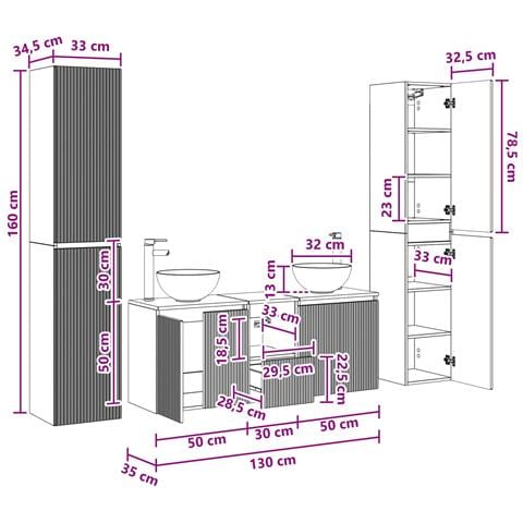 Set di mobili per il bagno 5 pz Bianco Lucido - Foto 2