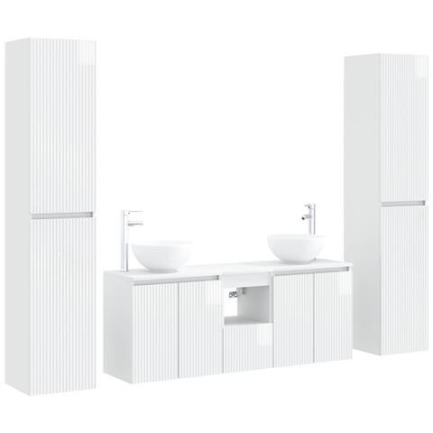 Set di mobili per il bagno 5 pz Bianco Lucido - Foto 1