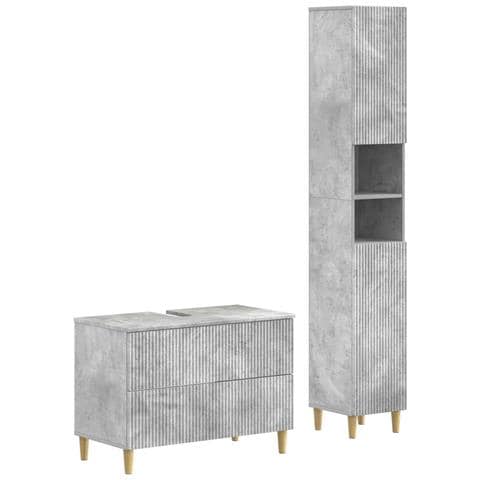 Set di Armadi da Bagno da 2 Pezzi ARNHEM Grigio Cemento - Foto 1