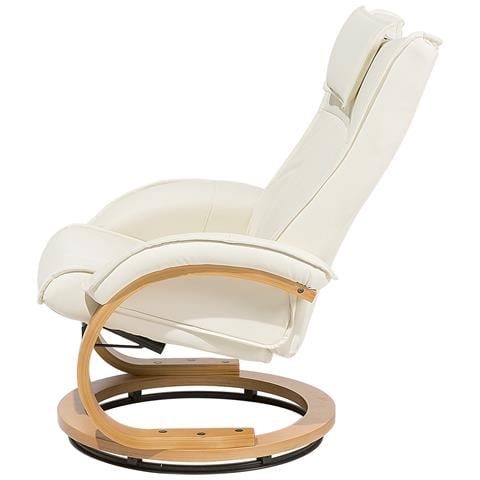 Poltrona Massaggiante / riscaldante E Poggiapiedi Pelle Sintetica Beige Majestic - Foto 26