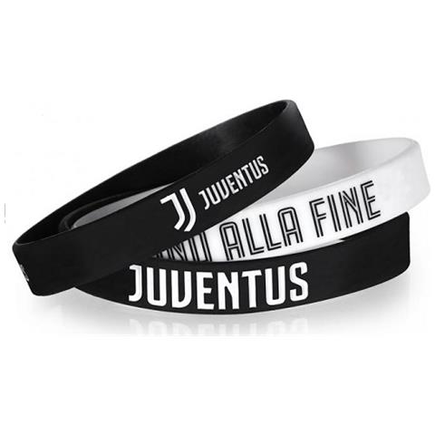 Juventus Tris Braccialetti Calcio Bianco Nero In Silicone Con Nuovo Logo - Prodotto Ufficiale F. c. Juventus - Foto 1