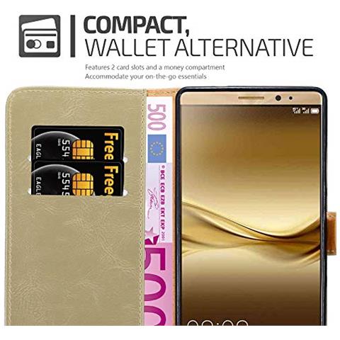 Custodia Compatibile Con Huawei Mate 8 In Marrone Cappuccino - Coperchio Protettiva Con Chiusura Magnetica, Funzione Stand E Tasca Per Le Carte - Foto 2
