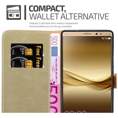 Custodia Compatibile Con Huawei Mate 8 In Marrone Cappuccino - Coperchio Protettiva Con Chiusura Magnetica, Funzione Stand E Tasca Per Le Carte - Foto 8