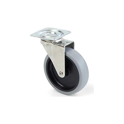 2003021 - Set Di 4 Rotelle Pivotanti Per Mobile Ø100mm Con Piastra Di Assemblaggio E Cuscinetti A Sfere, Ruote Girevoli In Gomma, Grigio / nero - Foto 2