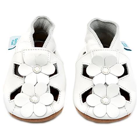 Scarpine In Pelle Morbida Prima Infanzia. Antiscivolo. Sandali A Fiori Bianco. 2-3 Anni (25 Eu)  - Foto 3