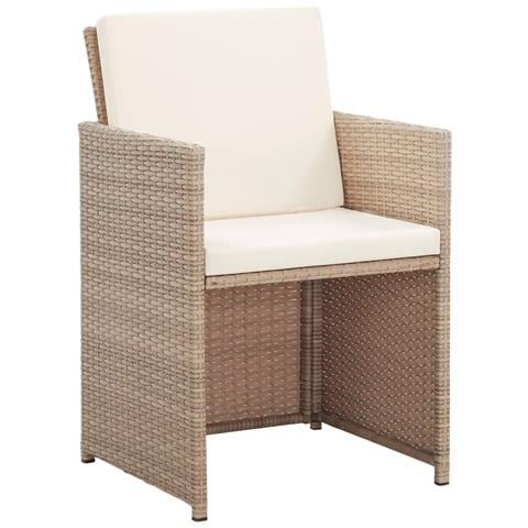Set Da Pranzo Da Giardino 17 Pz Con Cuscini In Polyrattan Beige - Foto 2