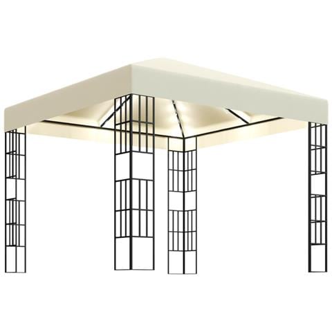 Gazebo con Stringa di Luci LED 3x3 m Crema - Foto 1
