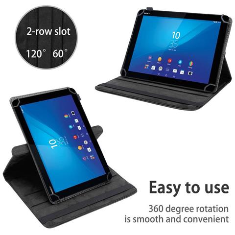 Custodia Per Tablet Compatibile Con Sony Xperia Tablet Z4 (10.1 Zoll) In Nero - Coperchio Protettivo A 360 Gradi Fatto Di Finta Pelle Con Funzione Di Stand E Banda Elastica - Foto 2