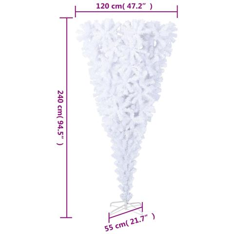 Albero Di Natale Artificiale Capovolto Con Base Bianco 240 Cm - Foto 7