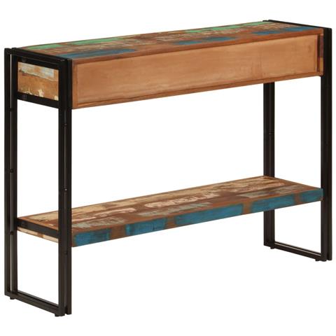 Tavolo Consolle 110x30x76 Cm In Legno Massello Riciclato - Foto 9