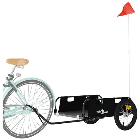 Rimorchio Per Bici Da Carico Nero Tessuto Oxford E Ferro - Foto 2