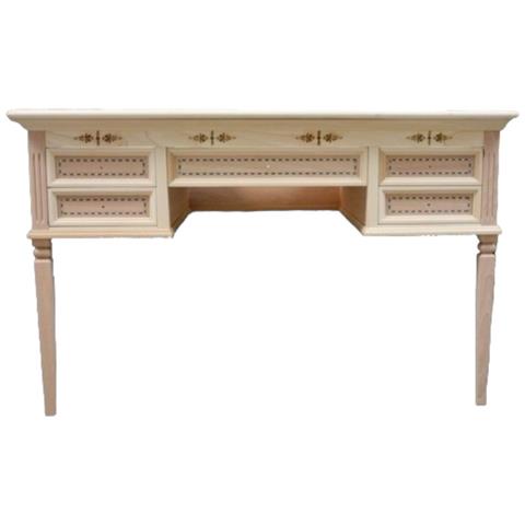 MOBILI 2G Scrivania Classica Cassetti In Legno Grezzo