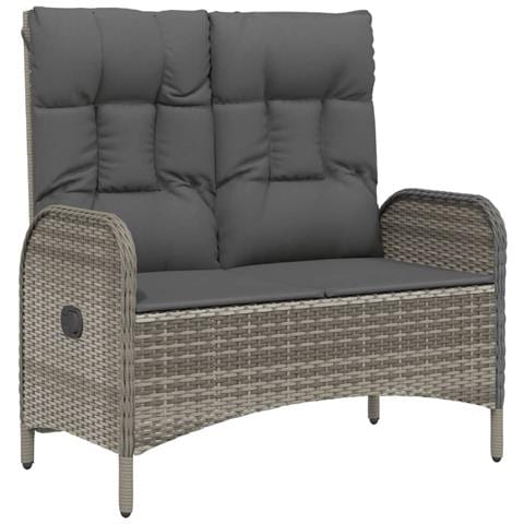 Panca Reclinabile Da Giardino Cuscini 107 Cm Polyrattan Grigia - Foto 1